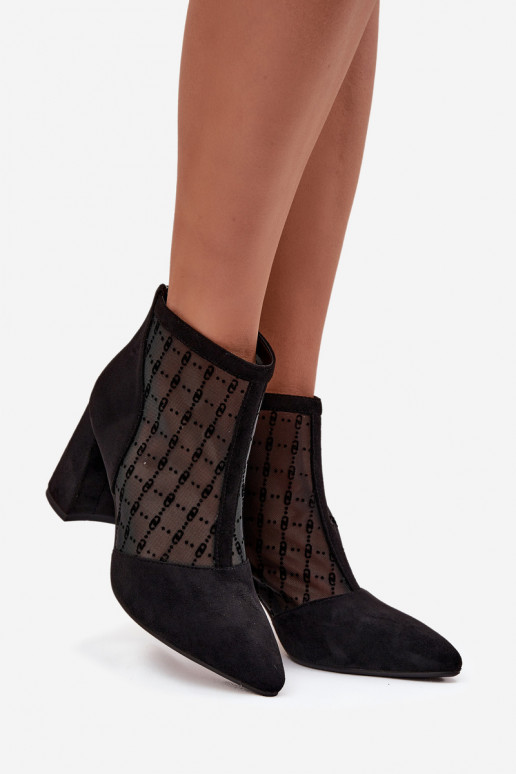 Dámske čižmičky s sieťovinou D&A LZ52-944 čiernej farby