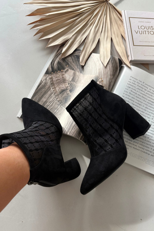 Dámske čižmičky s sieťovinou D&A LZ52-944 čiernej farby