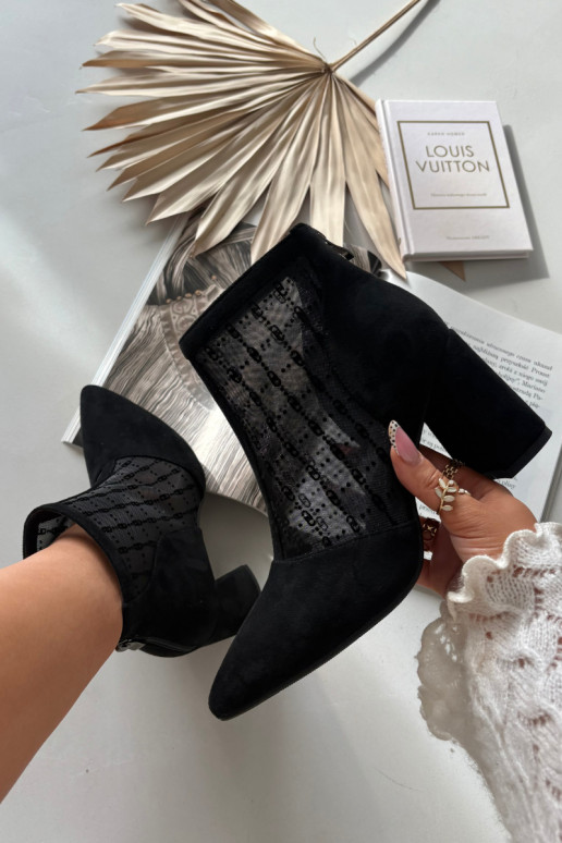 Dámske čižmičky s sieťovinou D&A LZ52-944 čiernej farby