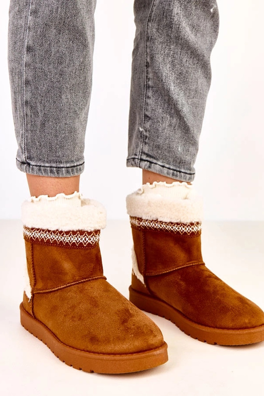 Karamelové nízke snehové topánky s...