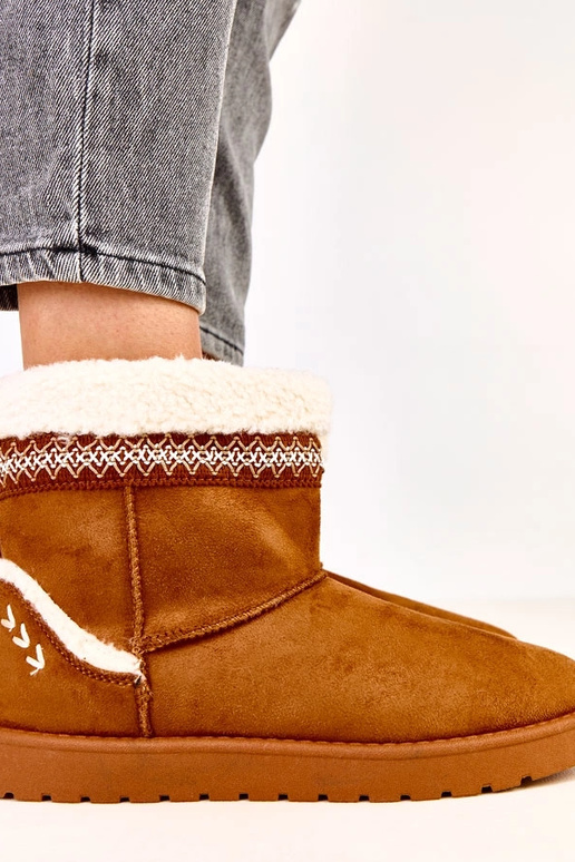 Karamelové nízke snehové topánky s...