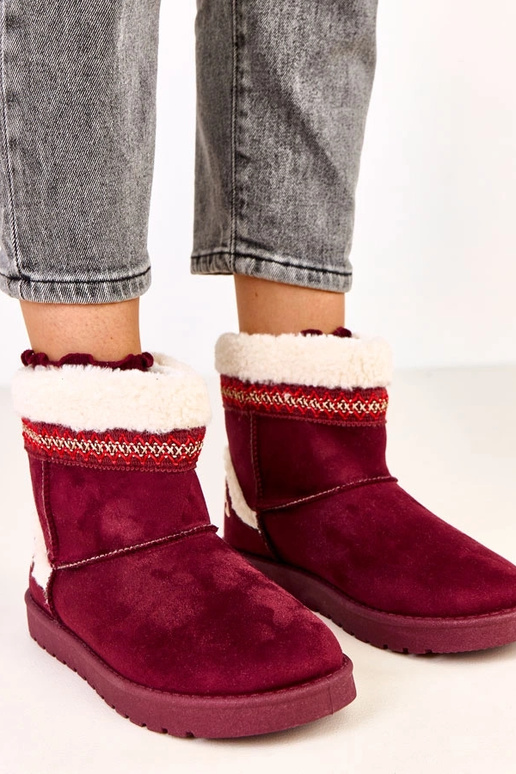 Bordové nízke snehové topánky s...