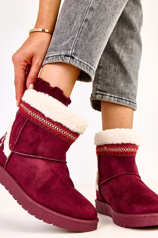 Bordové nízke snehové topánky s...