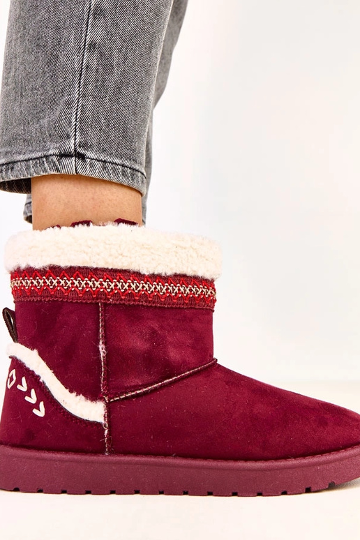 Bordové nízke snehové topánky s...