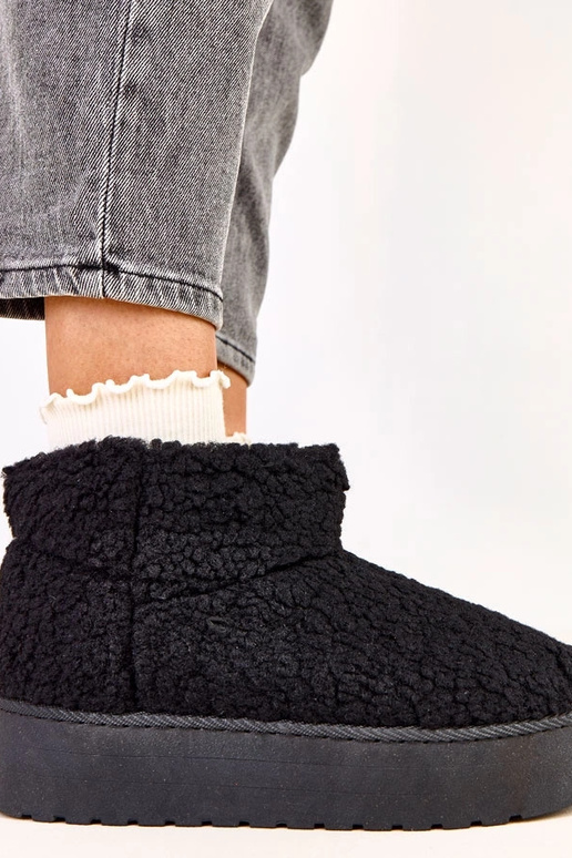 Čierne snehové topánky s ovčím...