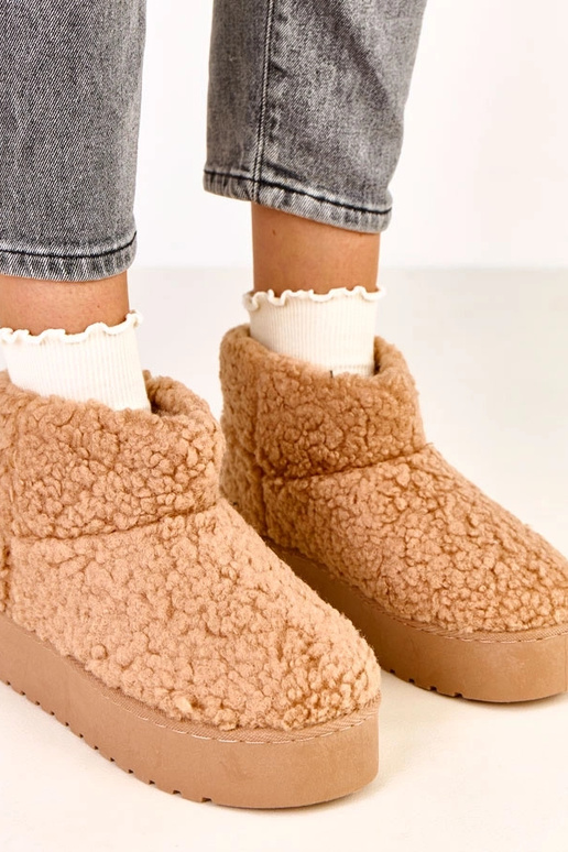 Svetlo hnedé snehové topánky s ovčím...