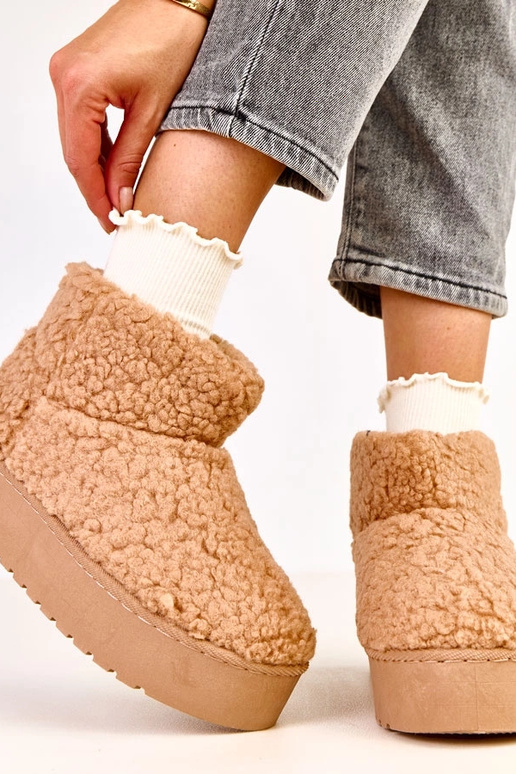 Svetlo hnedé snehové topánky s ovčím...