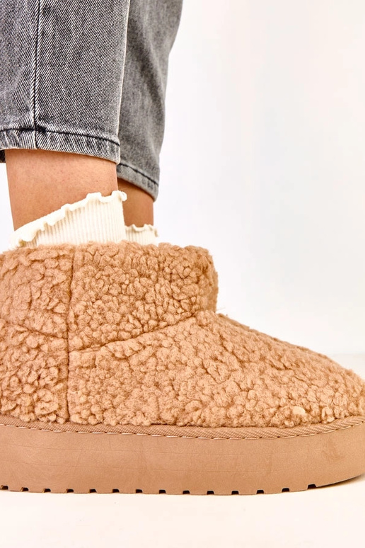 Svetlo hnedé snehové topánky s ovčím...