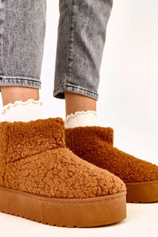 Hnedé snehové topánky s ovčím...