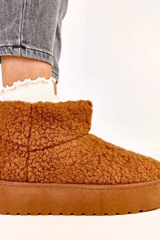 Hnedé snehové topánky s ovčím...