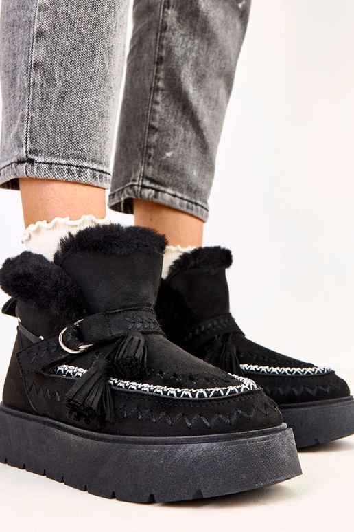 Čierne snehové topánky na platforme s...