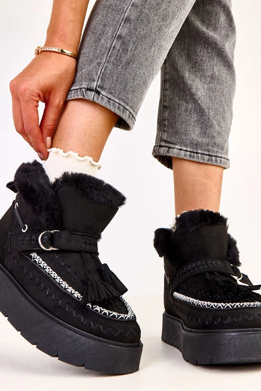 Čierne snehové topánky na platforme s...