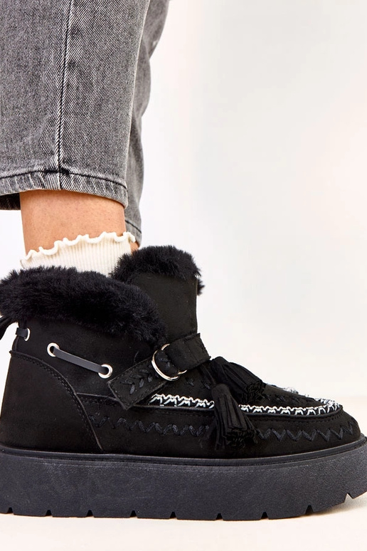 Čierne snehové topánky na platforme s...