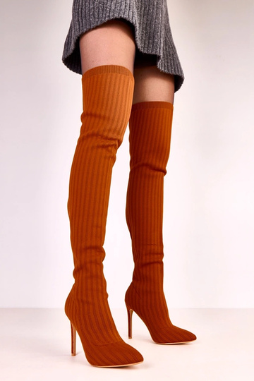 Hnedé čižmy nad kolená z... 2