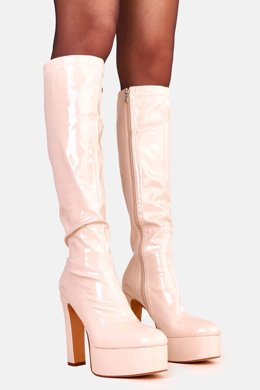 Béžové lakované vysoké topánky Ronnie