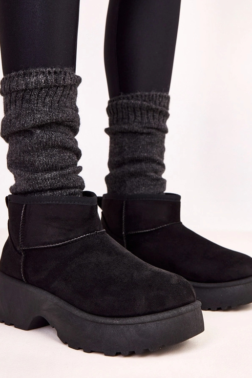 Čierne nízke snehové topánky z umelej...