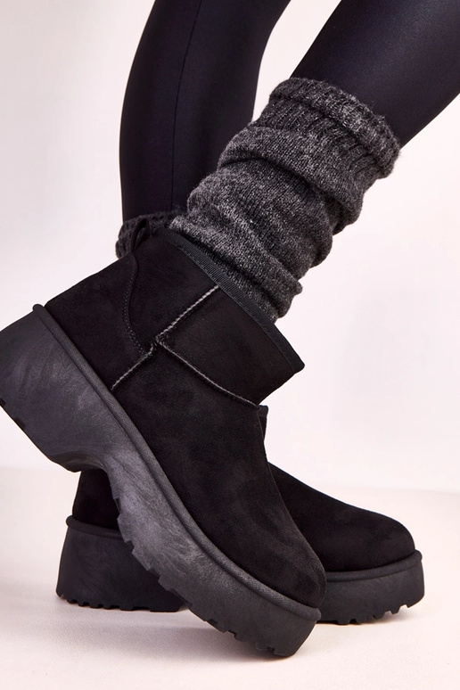 Čierne nízke snehové topánky z umelej...