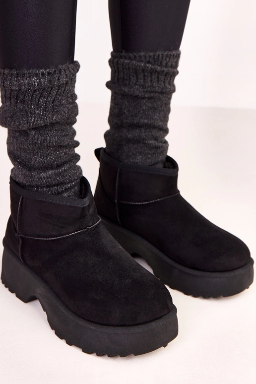 Čierne nízke snehové topánky z umelej...