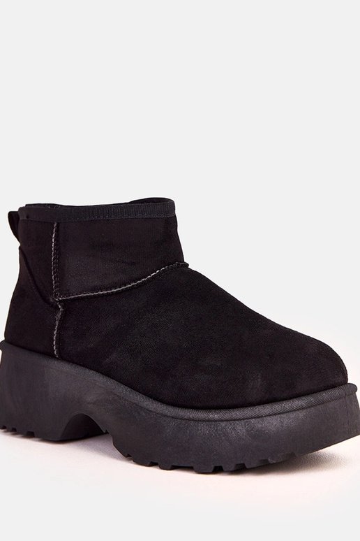 Čierne nízke snehové topánky z umelej...