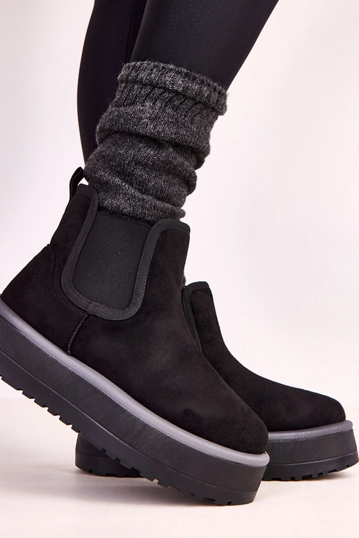 Čierne nízke snehové topánky s...