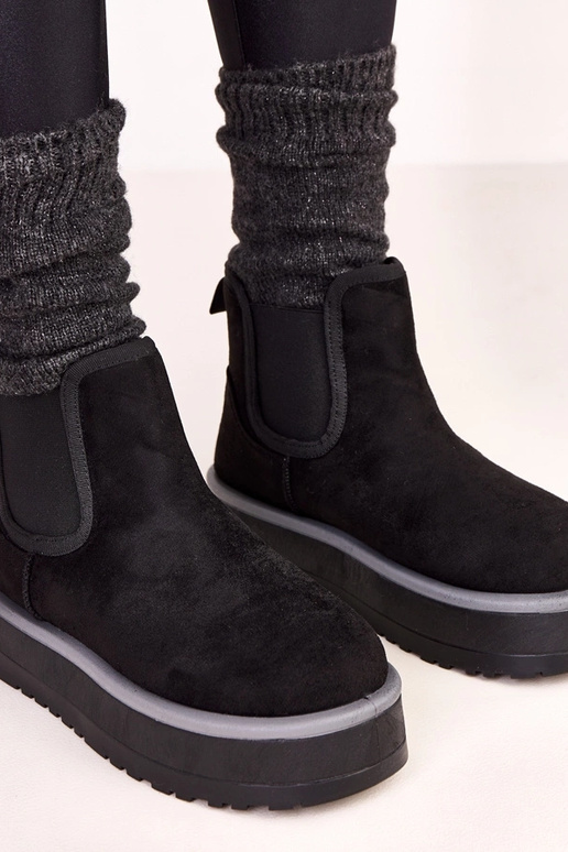 Čierne nízke snehové topánky s...