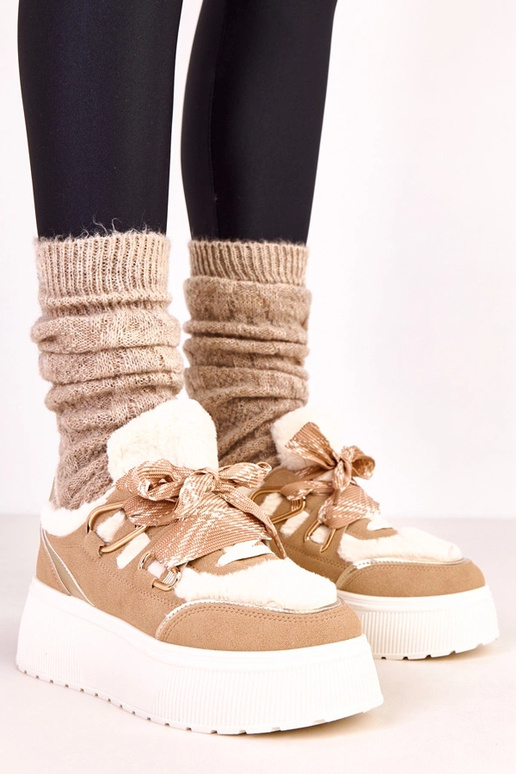 Pieskové teplé tenisky na platforme... Pieskové teplé tenisky na platforme...