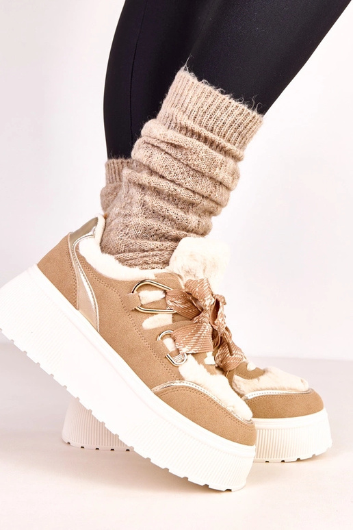 Pieskové teplé tenisky na platforme... Pieskové teplé tenisky na platforme...