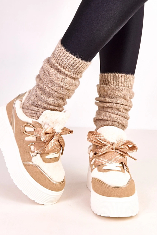 Pieskové teplé tenisky na platforme... Pieskové teplé tenisky na platforme...