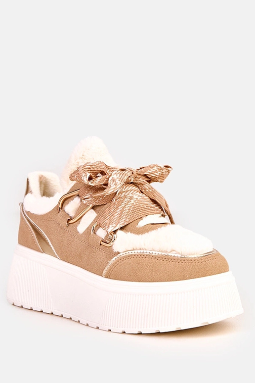 Pieskové teplé tenisky na platforme... Pieskové teplé tenisky na platforme...