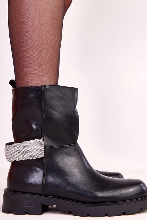 Čierne dámske čižmy so zirkónovou... Čierne dámske čižmy so zirkónovou...