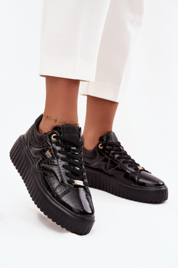 s lakovým efektom Tenisky model obuvi Dámske s platformou Lee Cooper LCJ-25-09-3870 čierna 2