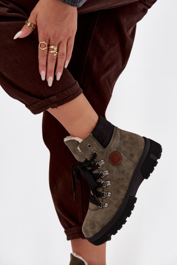 zahriať sa topánky Dámske s platformou khaki farby Zaraine 2