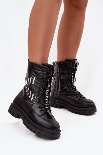 Dámske topánky do snehu na šnurovanie Vinceza 23-34586 čierna 2