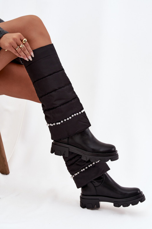 Teplé čižmy s korálkami čierna Irvette