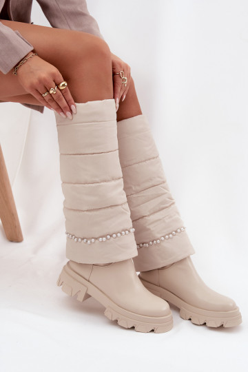 Teplé čižmy s korálkami slonovina Irvette