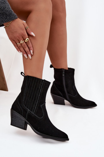 Semišové topánky kovbojský štýl Dámske s podpätkami zahriať sa čierna Dylira