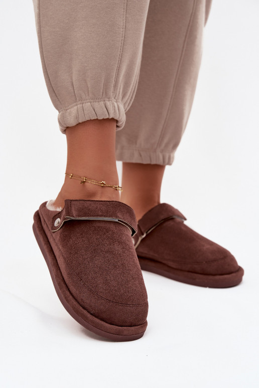 Papuče Dámske s popruhmi zahriať sa s kožušinou vo vnútri CzekoladoIne Rilena