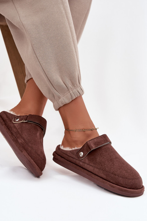 Papuče Dámske s popruhmi zahriať sa s kožušinou vo vnútri CzekoladoIne Rilena