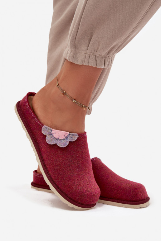 Papuče Dámske S kvetom Inblu CS000043 bordová