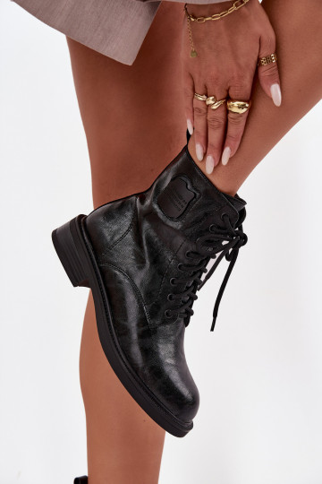 Kožené Pracovné členkové topánky Dámske S Ornatem Detalem Máciejka K7180-01 čierna 2