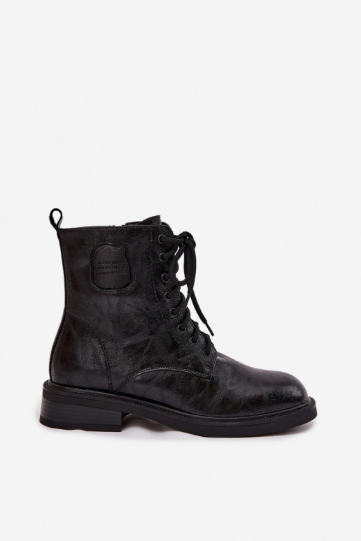 Kožené Pracovné členkové topánky Dámske S Ornatem Detalem Máciejka K7180-01 čierna Kožené Pracovné členkové topánky Dámske S Ornatem Detalem Máciejka K7180-01 čierna