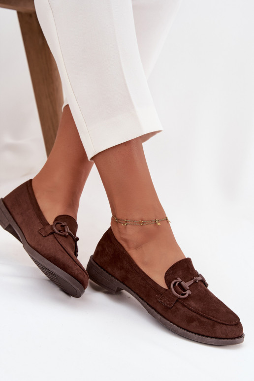 dámske mokasíny S Ornatem Detalem z eko semišuoIne CzekoladoIne Ambria