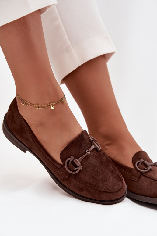 dámske mokasíny S Ornatem Detalem z eko semišuoIne CzekoladoIne Ambria