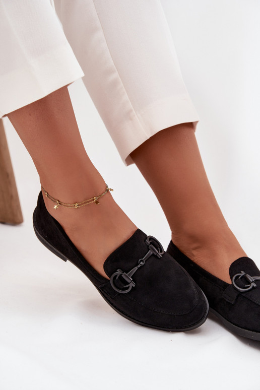 dámske mokasíny S Ornatem Detalem z eko semišuoIne čierna Ambria dámske mokasíny S Ornatem Detalem z eko semišuoIne čierna Ambria