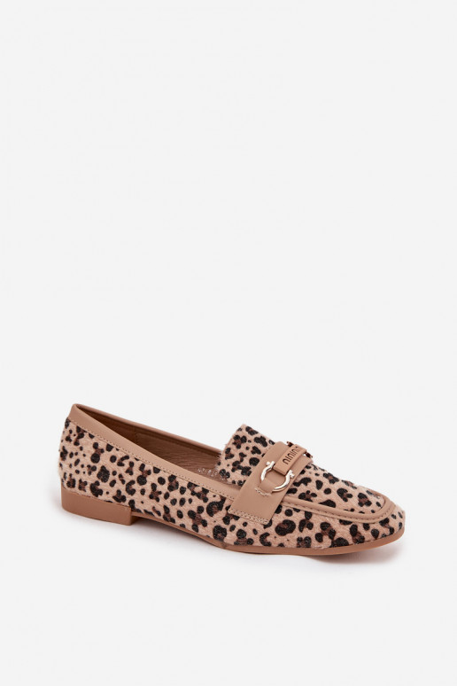 Mokasíny Mokasíny Dámske S Ornatem Element so vzormi leopardej kožušiny béžová Evelora Mokasíny Mokasíny Dámske S Ornatem Element so vzormi leopardej kožušiny béžová Evelora