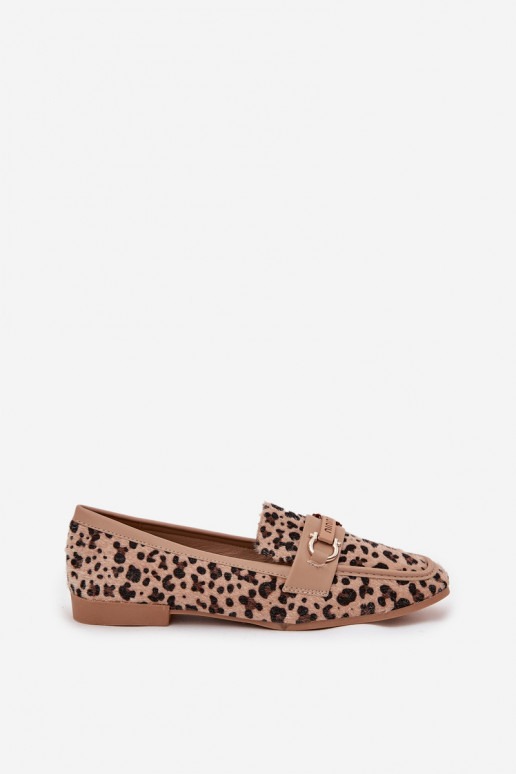 Mokasíny Mokasíny Dámske S Ornatem Element so vzormi leopardej kožušiny béžová Evelora Mokasíny Mokasíny Dámske S Ornatem Element so vzormi leopardej kožušiny béžová Evelora