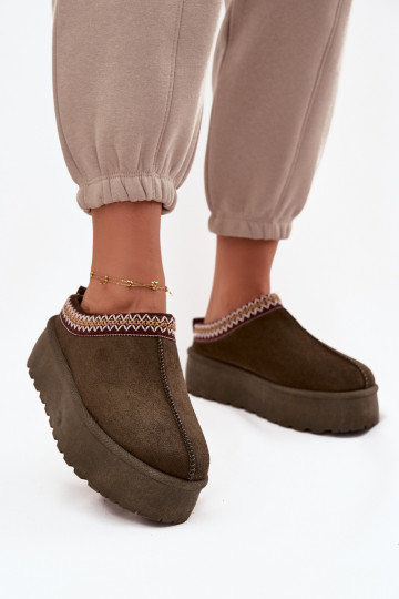 Snehule Dámske S Ornatem Haftem khaki farby Jenira