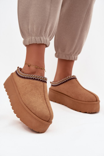 Snehule Dámske S Ornatem Haftem Hnedá farba Jenira 2