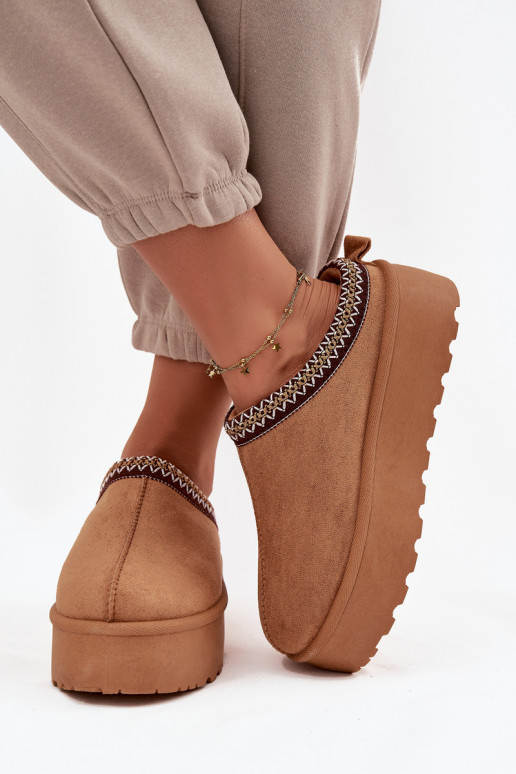 Snehule Dámske S Ornatem Haftem Hnedá farba Jenira