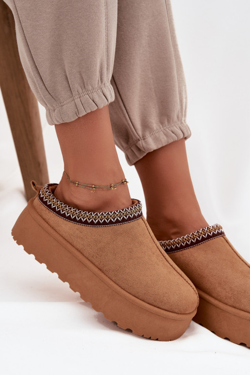 Snehule Dámske S Ornatem Haftem Hnedá farba Jenira